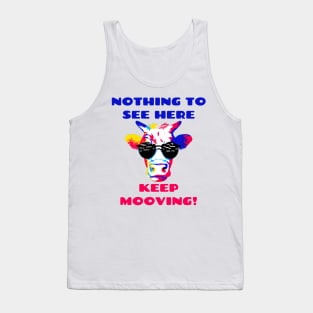 Keep Mooving! Pop Art Cool Cow Wearing Sunglasses Tank Top